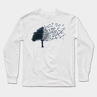 Birds flying away tree peace nature Long Sleeve T-Shirt